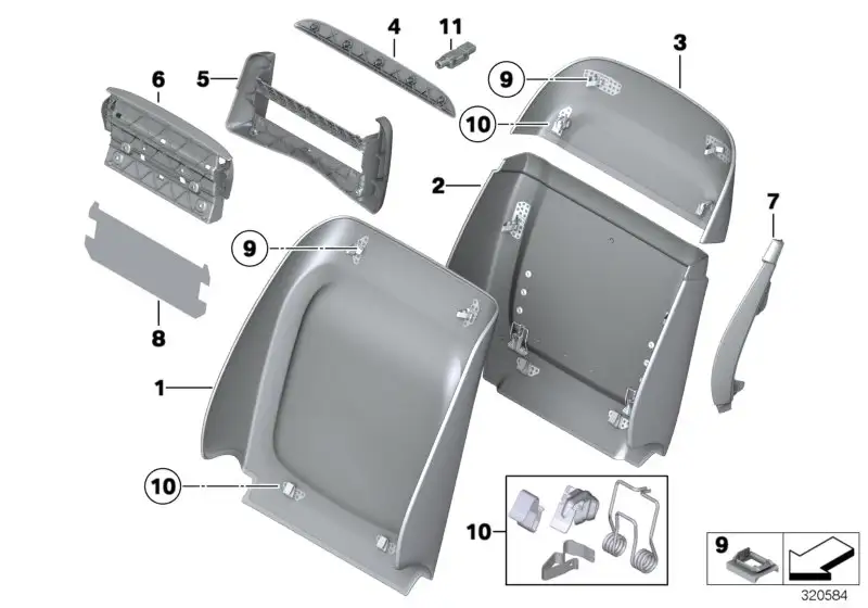 BMW Rückwand Komfortsitz unten F01 F02 F04 F10 F11 52109173675