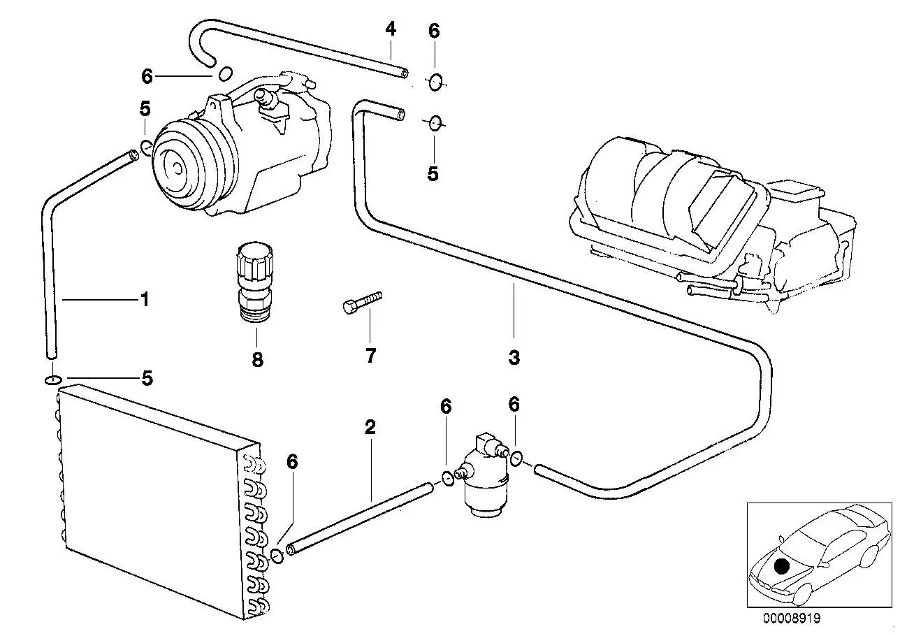 BMW Saugleitung Verdampfer-Kompressor E38 64538378651