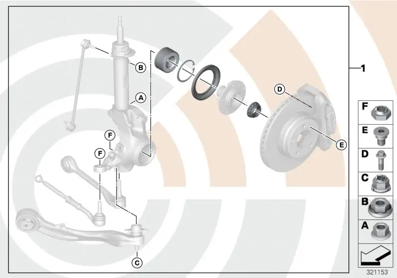 BMW Reparatursatz Radlager vorn E90 E91 E92 31222405867 - 3er