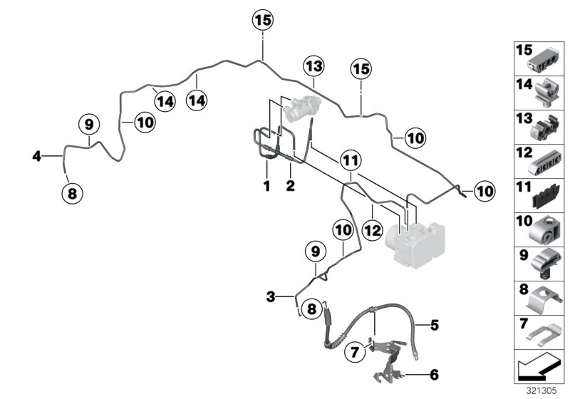 BMW Haltefeder Bremsschlauch E36 E46 E70 E71 E72 E83 E84 E89 E90 E91 E92 F15 F16 F20 F21 F22 F23 F30 F31 F32 F33 F34 F36 F80 F82 F83 F85 F86 F87 F87N I01 34306771981
