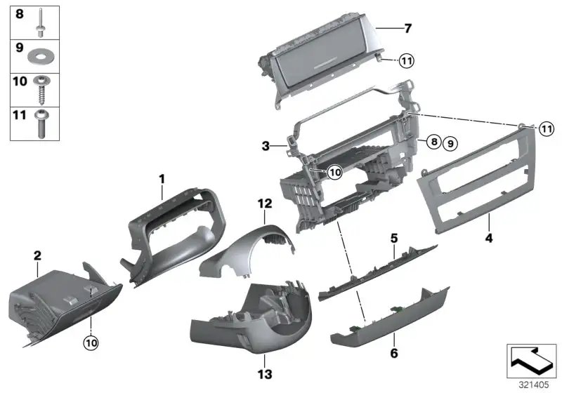 BMW Blende Centerstack unten F25 51459201670 - X3 F25