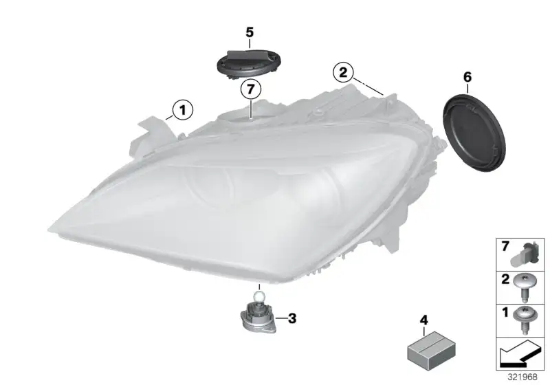 BMW Abdeckung Fernlicht/Tagfahrlicht E70 F06 F12 F13 63127192573