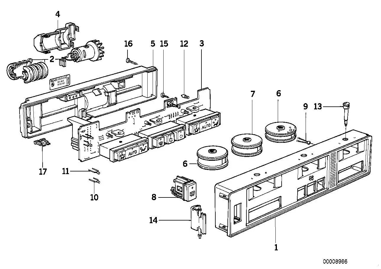 BMW Frontplatte Bedienteil Klimaautomatik E32 E34 64111390694 - 5