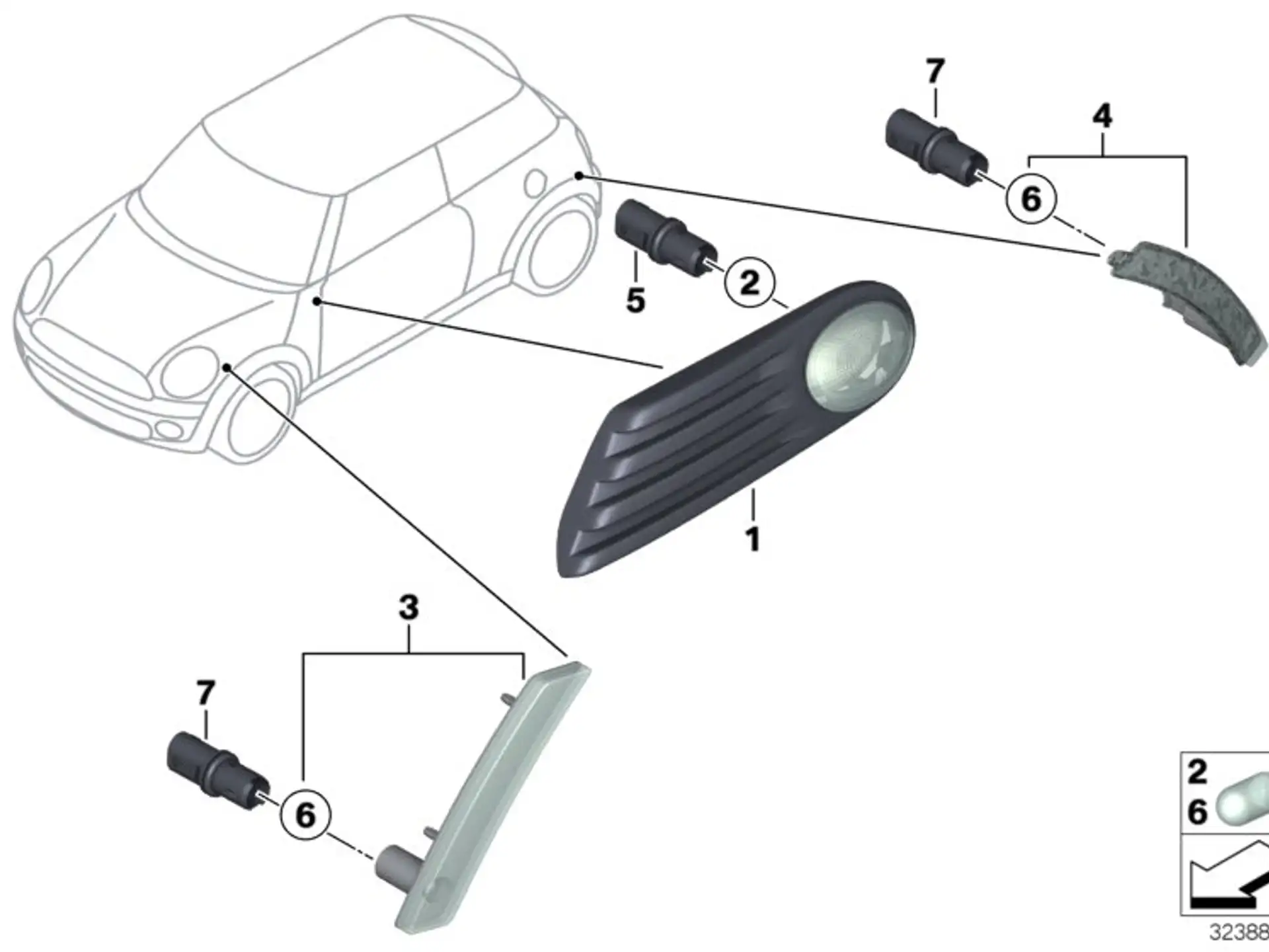 BMW Zusatzblinkleuchte weiss links R55 R56 R57 R58 R59 63137260203
