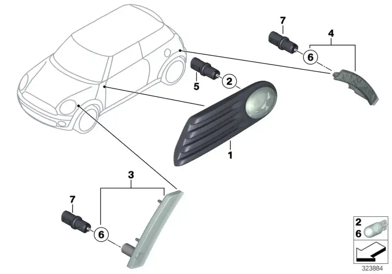BMW Zusatzblinkleuchte links R55 R56 R57 R58 R59 63137268883 - MI