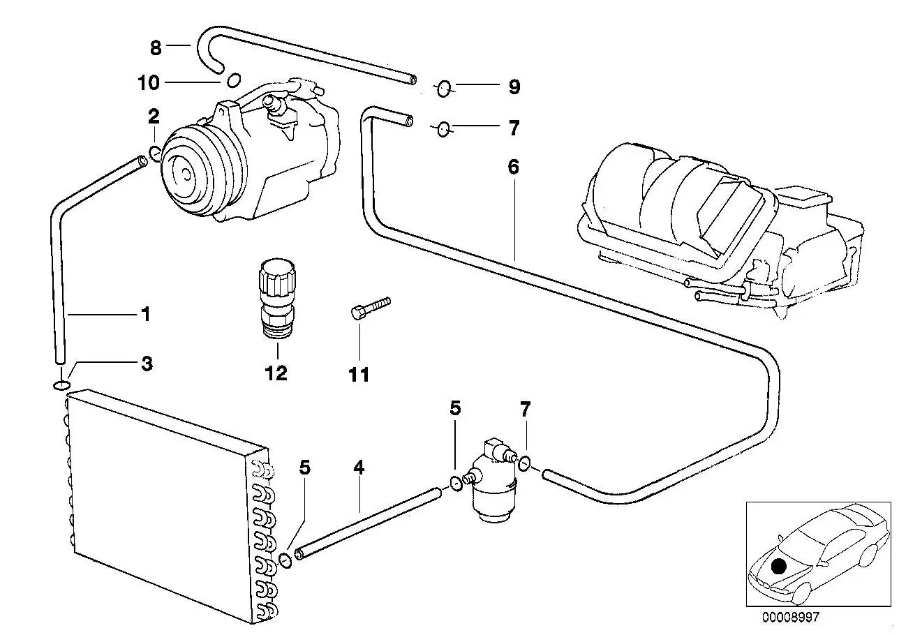 BMW Saugleitung Verdampfer-Kompressor E39 64538371320