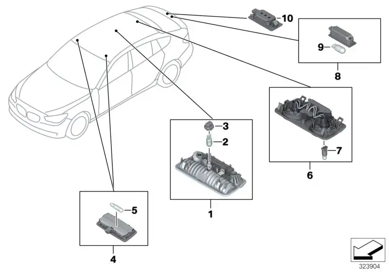 BMW Spiegelleuchte F01 F02 F04 F07 F10 F11 63319163764 - 5er, 7er