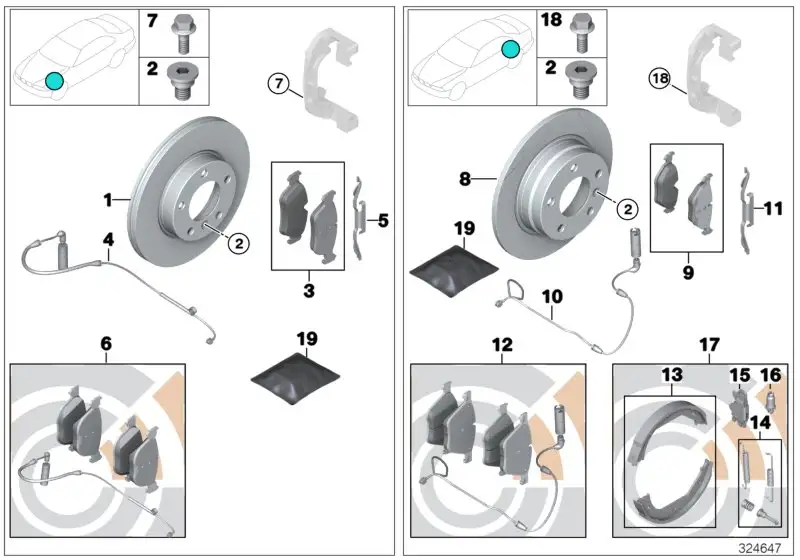 BMW Service Kit Reparatursatz Bremsbacken E46 E81 E82 E87 E88 E90