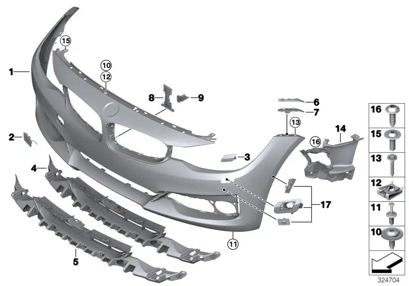 BMW Einsatz Lufteinlass Mitte F34 51117294901 - Bildposition 05