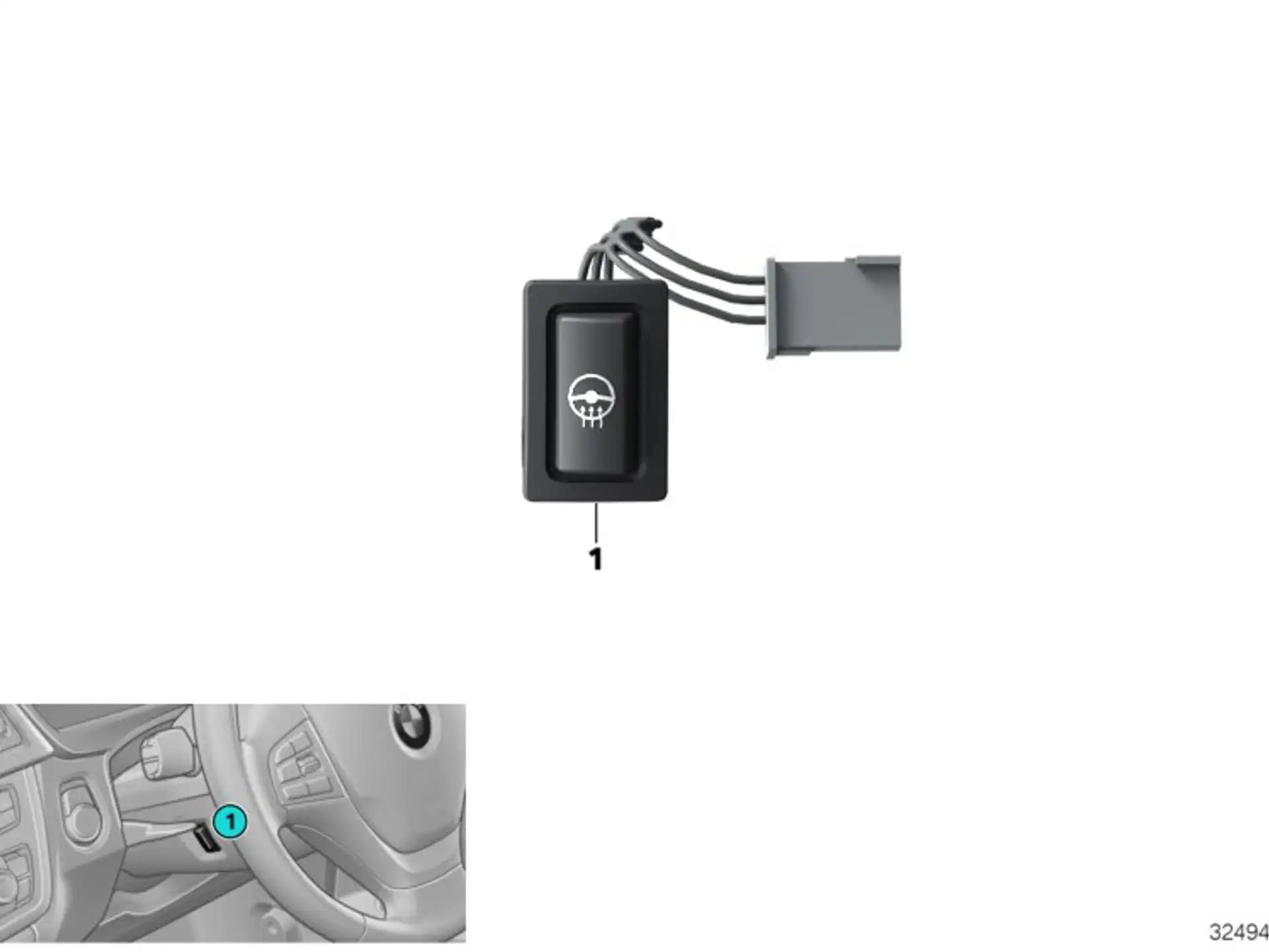 BMW Taster Lenkradheizung F20 F21 F22 F23 F30 F31 F32 F33 F34 F36 F80 F82 F83 F87 F87N 61319384363