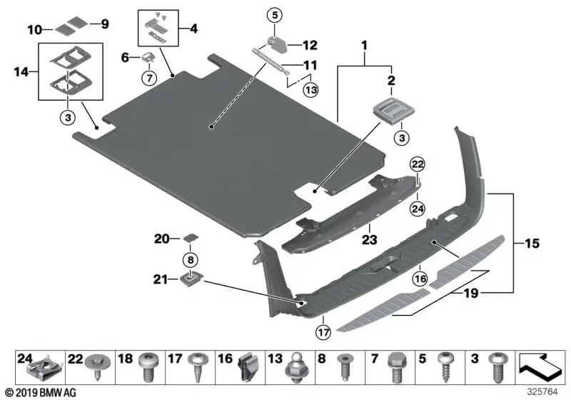 BMW Satz Scharnierklammern Einlegeboden F11 51477275088 - Bildpos