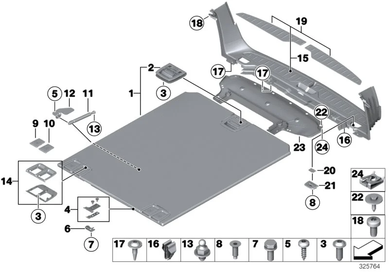 BMW Griff Einlegeboden Gepäckraum F07 F11 F15 F16 F85 F86 51477267484