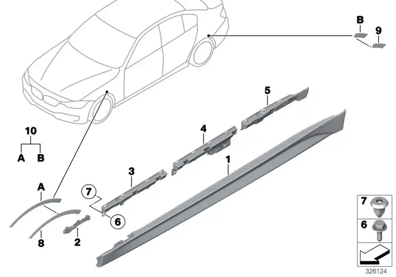 BMW Schwellerverkleidung grundiert rechts F30 F31 51778056580 - 3