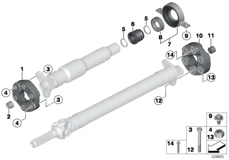 BMW Mittellager Aluminium E81 E82 E84 E87 E88 E90 E91 E92 E93 F20