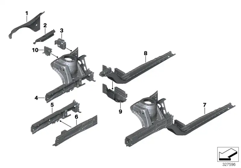 BMW Stützträger Radhaus innen links F55 F56 F56E F57 41007387005
