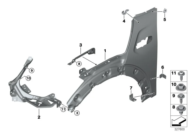 BMW Halter Seitenwand mitte F54 F55 F56 F56E F57 F60 41007389466