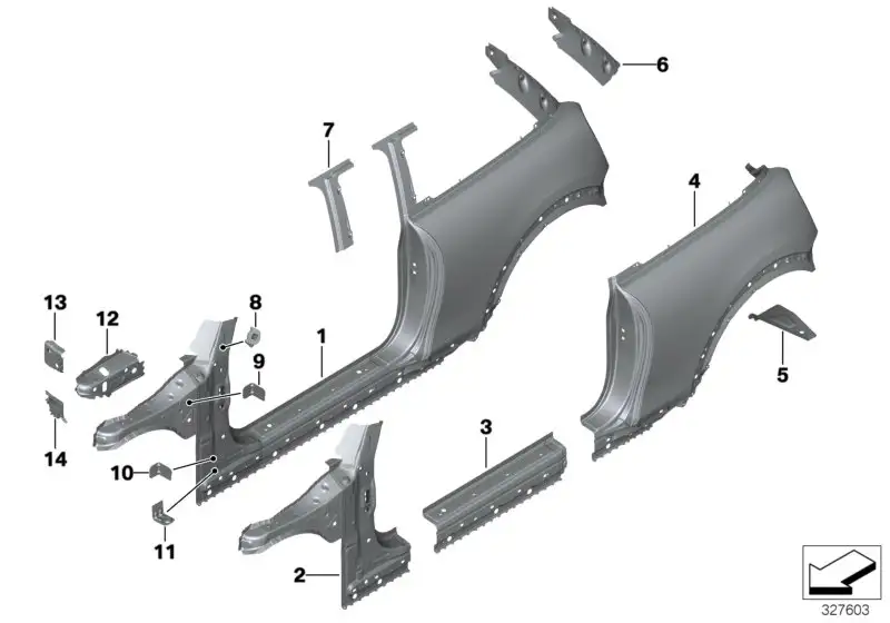BMW Seitenwand hinten links F56 F56E 41007387969