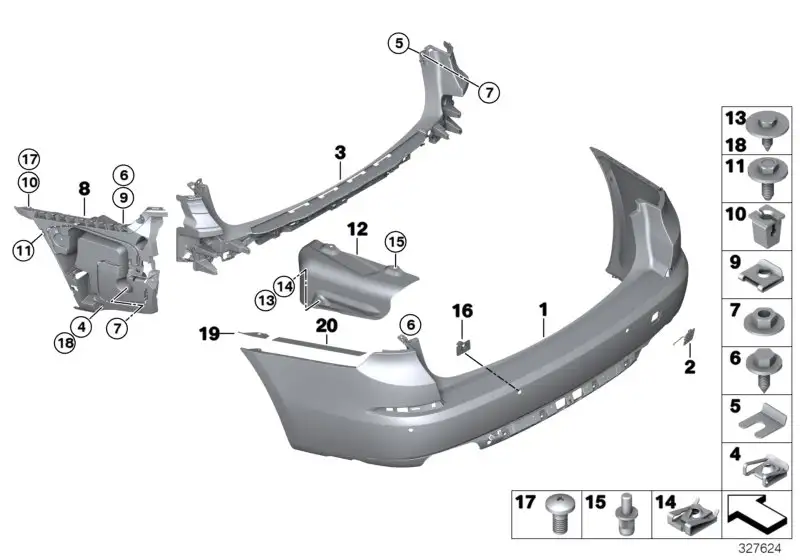 BMW Führung Mitte hinten F07 51127331567 - 5er F07