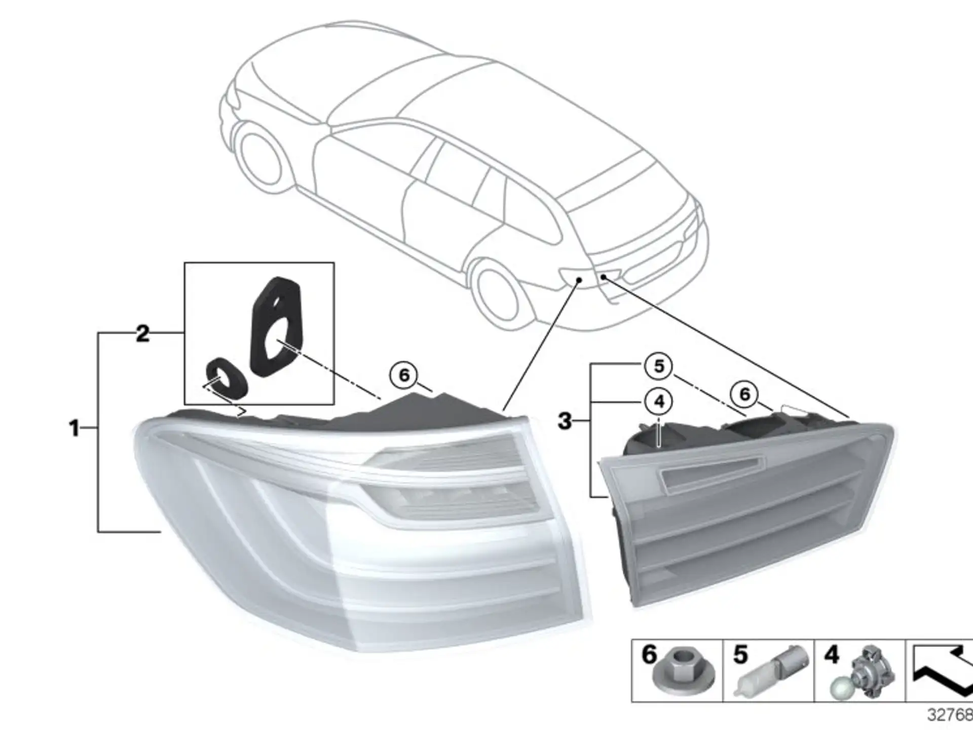 BMW Heckleuchte Seitenwand links F11 63217370345