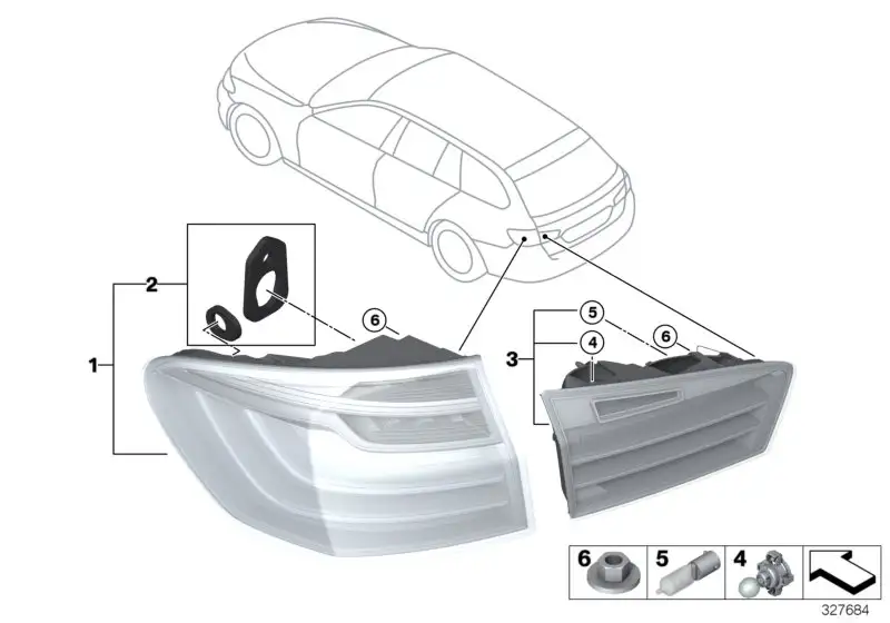BMW Heckleuchte Seitenwand links F11 63217370345 - 5er F11