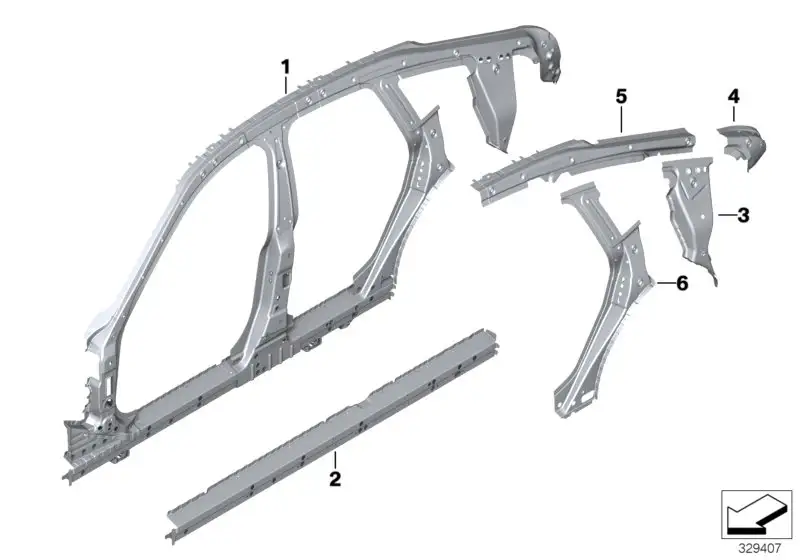BMW Seitenrahmen Mitte links F34 41007427487
