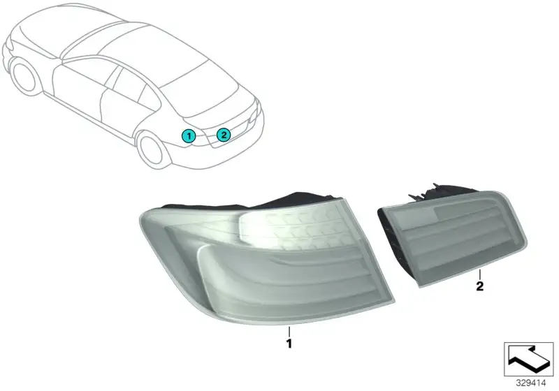 BMW Heckleuchte Heckklappe rechts F10 63217306164 - 5er F10, 5er