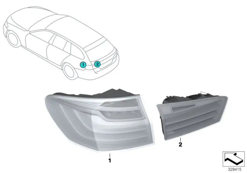 BMW Heckleuchte Heckklappe links F11 63217370347 - 5er F11