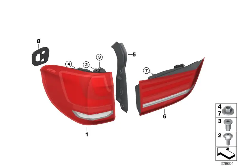 BMW Dichtung Heckleuchte Seitenwand links F15 F85 63217342235 - B
