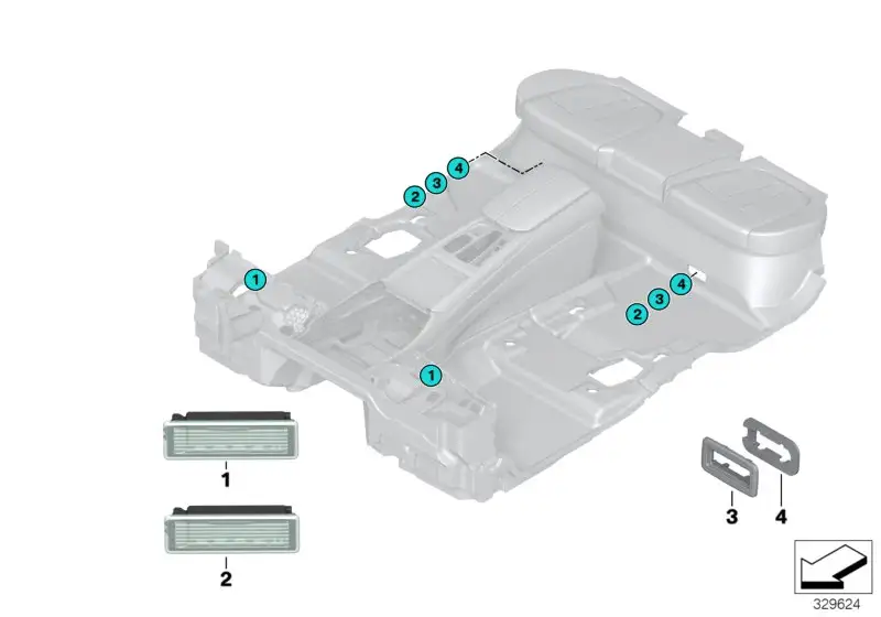 BMW Halterahmen Fussraumleuchte hinten E70 E71 E72 F01 F02 F04 F0