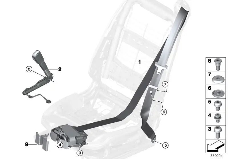 BMW Obergurt REMA vorn rechts F06 F12 F13 F33 F83 72117374380 - B