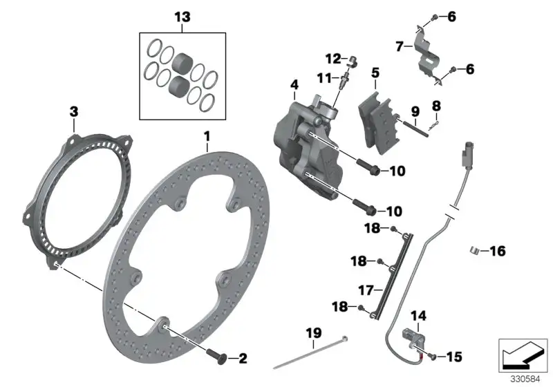 BMW Bremssattel ohne Bremsbelag links K48 K61 34117728943 - Bildp