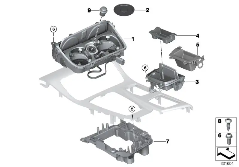 BMW Einlegematte Getränkehalter F10 F11 51169288662 - Bildpositio