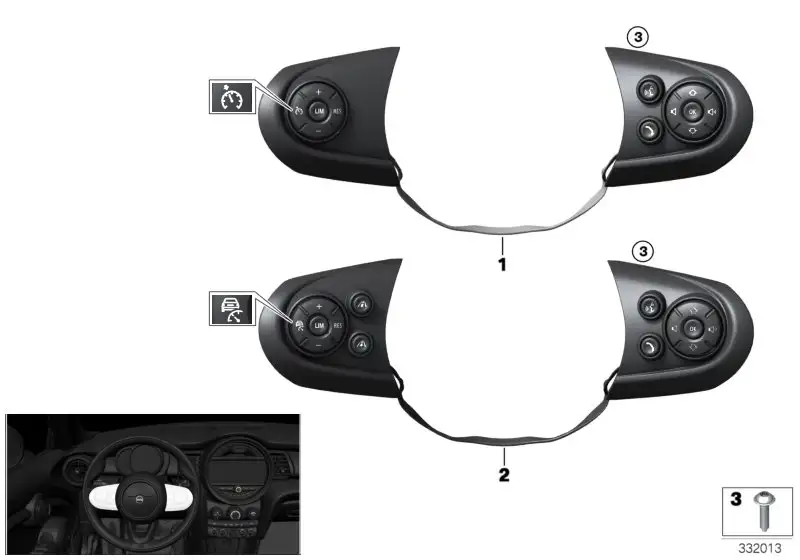BMW Schalter Multifunktionslenkrad Sport F55 F56 61319360507