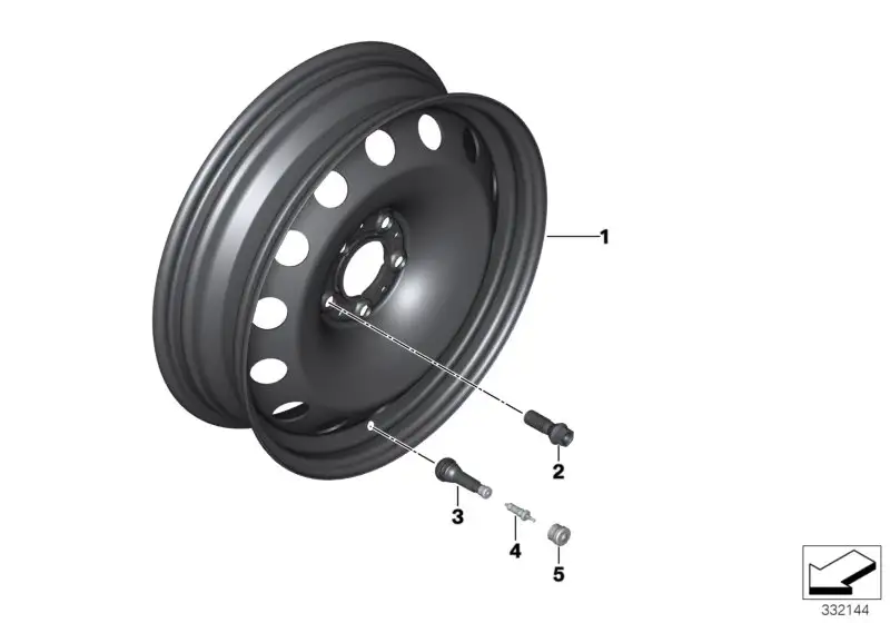 BMW Notrad Stahl schwarz E70 E71 F15 F16 36116778351 - Bildpositi