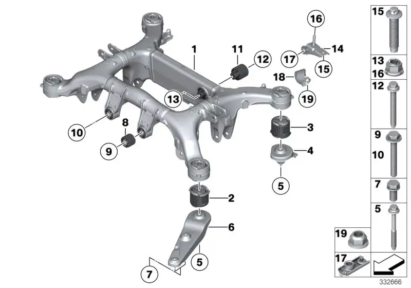 BMW Gummilager hinten F01 F02 F07 F10 F11 33316797238 - 5er, 7er