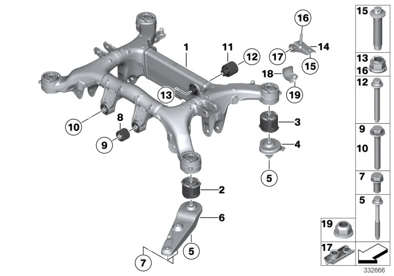 BMW Gummilager hinten F01 F02 F04 F06 F07 F10 F11 F12 F13 33316792872
