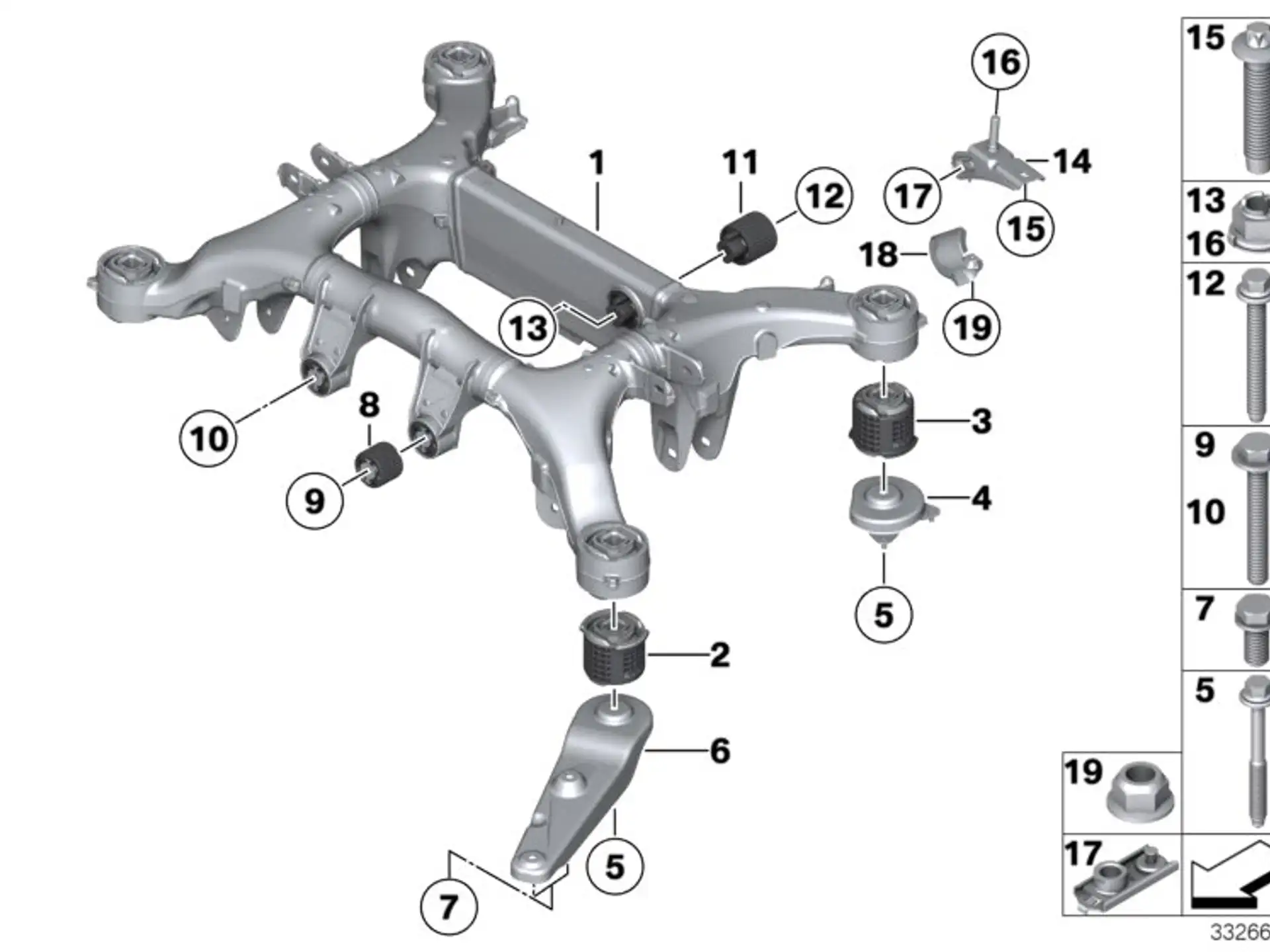 BMW Gummilager hinten F01 F02 F04 F06 F07 F10 F11 F12 F13 33316792872