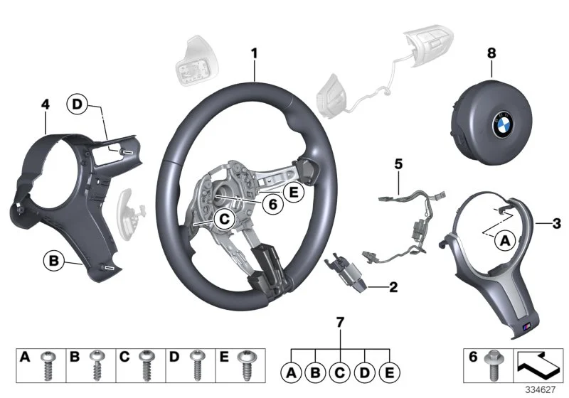 BMW Airbageinheit Fahrerseite F06 F07 F10 F11 F12 F13 F15 F16 F20 F21 F22 F23 F25 F26 F30 F31 F32 F33 F34 F36 F39 F45 F46 F48 F85 F86 F87 F87N 32308092206