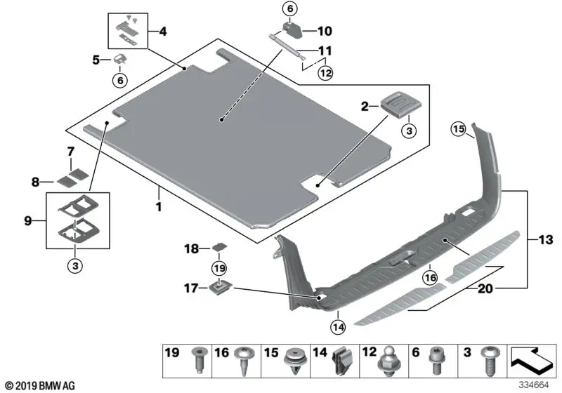 BMW Griff Einlegeboden Gepäckraum F07 F11 F16 F85 F86 51477267482