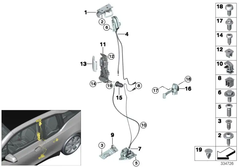 BMW Clip Bowdenzug I01 61667199367