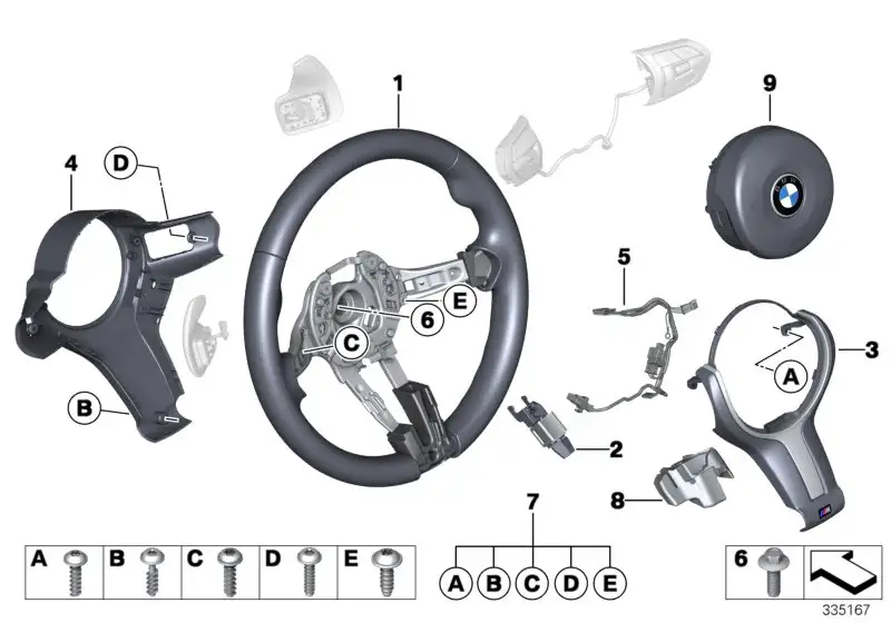 BMW Abdeckung Lenkrad hinten F80 F82 F83 F87 F87N 32307848269 - 2