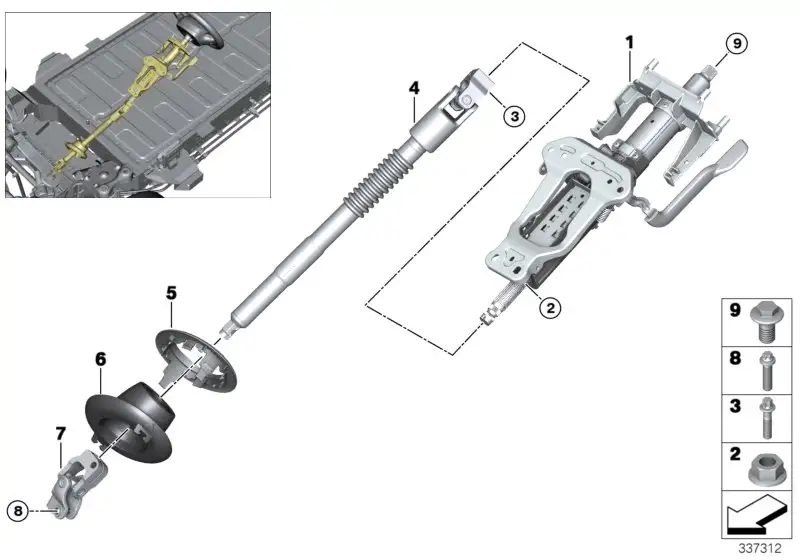 BMW Lenksäulenverstellung mechanisch I01 32306865576