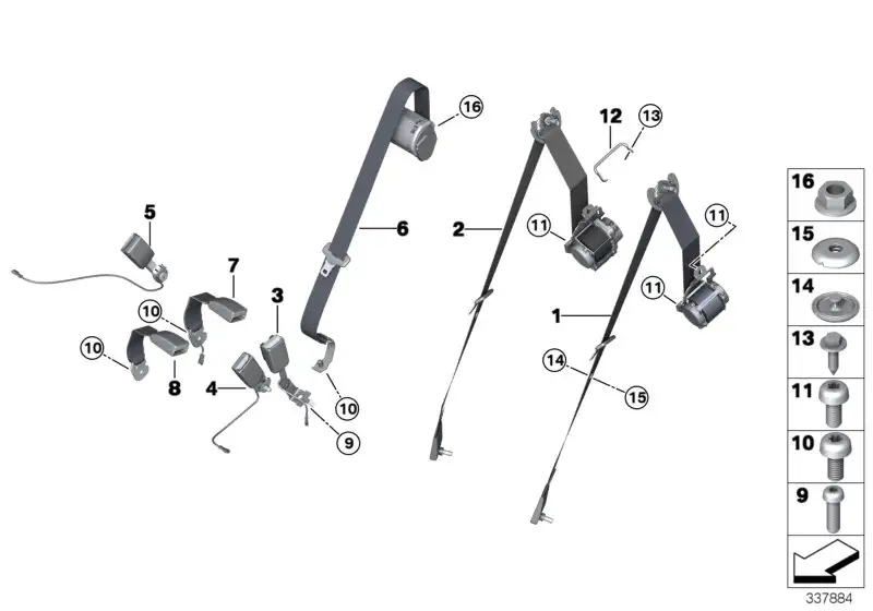 BMW Obergurt hinten rechts F15 F85 72117343642