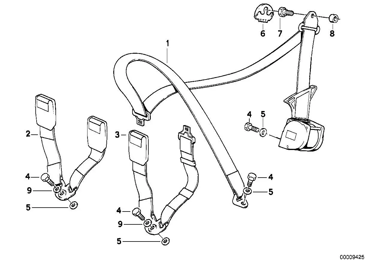 BMW Obergurt hinten links E30 72111947273 - Bildposition 01