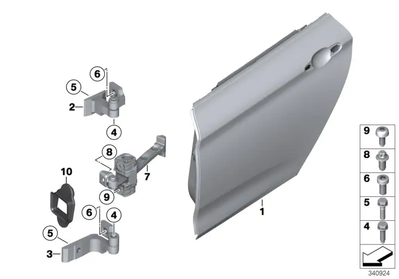BMW Dichtung Türbremse hinten rechts F34 51227291330 - Bildpositi