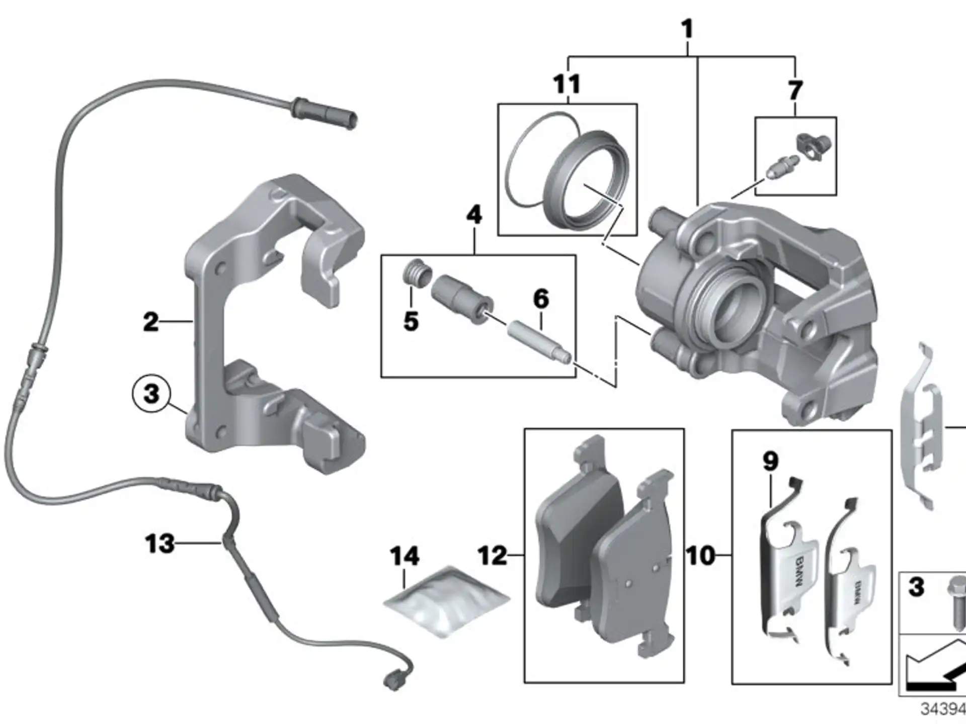 BMW Bremsbelagfühler vorne links F20 F21 F22 F23 F30 F31 F32 F33 F34 F36 F80 F82 F83 F87 F87N 34356792289