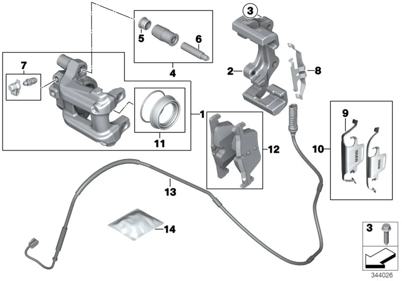 BMW Bremsbelagfühler hinten F20 F21 F22 F23 F30 F31 F32 F33 F34 F36 F80 F82 F83 F87 F87N 34356792292