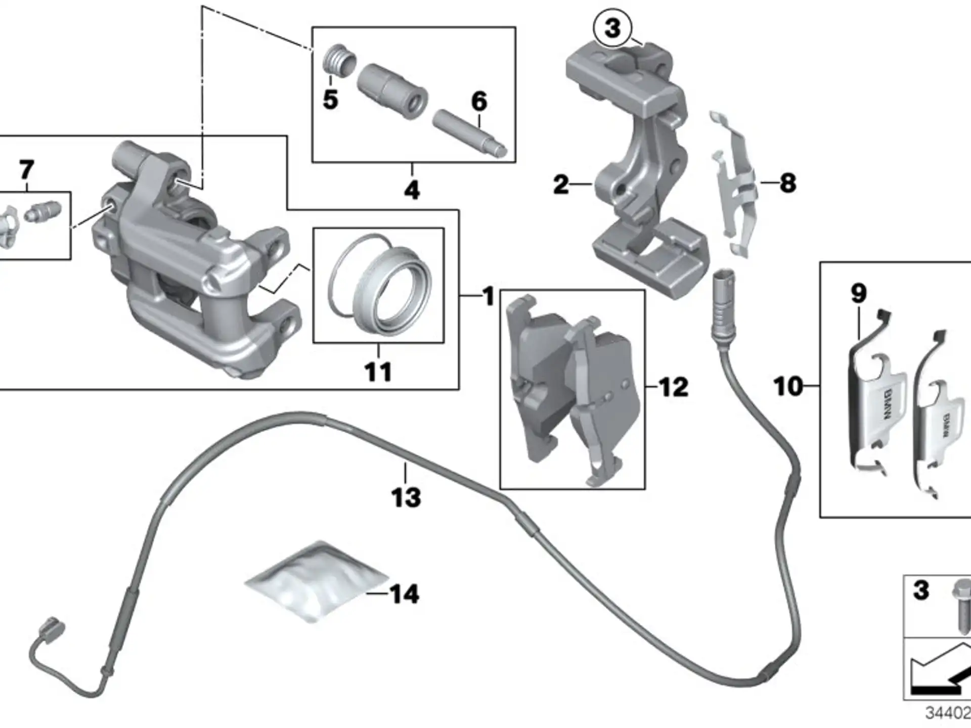 BMW Bremsbelagfühler hinten F20 F21 F22 F23 F30 F31 F32 F33 F34 F36 F80 F82 F83 F87 F87N 34356792292
