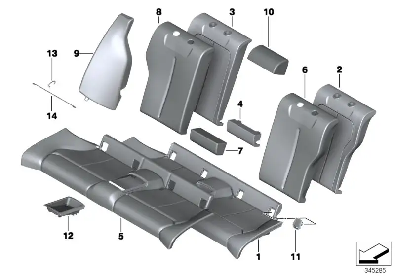 BMW Bezug Sitz Stoff/Alcantara F21 F22 52208055227 - Bildposition