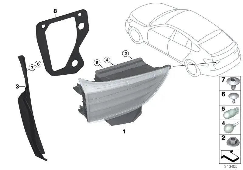 BMW Heckleuchte Heckklappe links F07 63217306167 - 5er F07